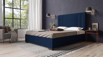 Eka Čalouněná postel Berry 140x200 cm Barva látky Riviera: Královská modrá (81), Úložný prostor: S dřevěným rámem úložného prostoru