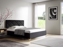 Eka Čalouněná postel DIAMOND+ 120x200 cm Barva látky Trinity: (2316) Černá, Úložný prostor: S dřevěným rámem úložného prostoru