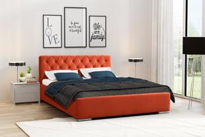 Eka Čalouněná postel Elegant 140x200 cm Barva látky Trinity: (2317) Oranžová, Úložný prostor: S kovovým rámem úložného prostoru