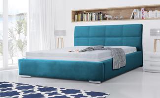Eka Čalouněná postel Flow 140x200 cm Barva látky Trinity: (2313) Modrá, Úložný prostor: S kovovým rámem úložného prostoru