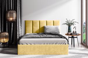 Eka Čalouněná postel Lucy 1 - 140x200 cm Barva látky Trinity: (2318) Žlutá, Úložný prostor: Bez úložného prostoru