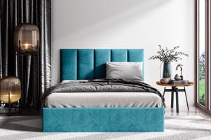 Eka Čalouněná postel Lucy 1 - 160x200 cm Barva látky Trinity: (2313) Modrá, Úložný prostor: Bez úložného prostoru
