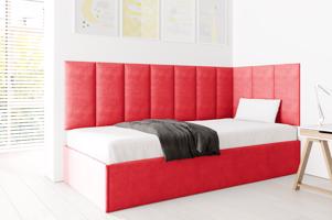 Eka Čalouněná postel Lucy s čalouněnými panely ZDARMA - 90x200 cm Barva látky Trinity: (2309) Červená