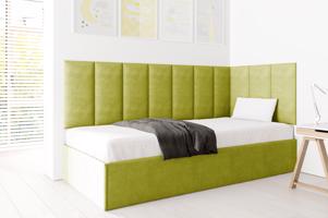 Eka Čalouněná postel Lucy s čalouněnými panely ZDARMA - 90x200 cm Barva látky Trinity: (2312) Zelená