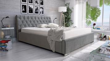 Eka Čalouněná postel Luxurious 160x200 cm Barva látky Trinity: (2315) Tmavá šedá, Úložný prostor: S kovovým rámem úložného prostoru