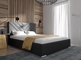 Eka Čalouněná postel MERKURY 90x200 cm Barva látky Trinity: (2316) Černá, Úložný prostor: S dřevěným rámem úložného prostoru