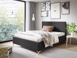 Eka Čalouněná postel SMART+ 160x200 cm Barva látky Trinity: (2315) Tmavá šedá, Úložný prostor: S dřevěným rámem úložného prostoru