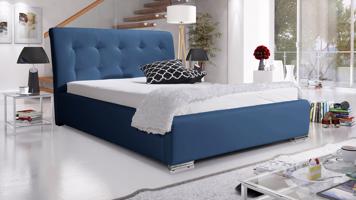 Eka Čalouněná postel Star - Eko-kůže 140x200 cm Barva látky Eko-kůže: Tmavě modrá (09), Úložný prostor: S kovovým rámem úložného prostoru