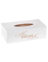 FK Dřevěná krabička na kapesníky Home Sweet Home - 26x14x8 cm, Bílá