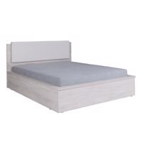 GAB Manželská postel 160/200 Devon - Bílý dub + bílá prošívaná aplikace