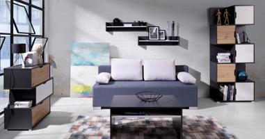 GAB nábytek Obývací stěna - Idea 14 (Černá + Bílá + Řemeslný dub)