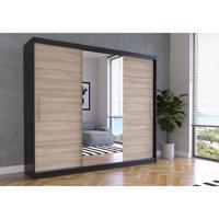 IDZ Šatní skříň Alba se zrcadlem (250 cm) Barva dřeva: Sonoma + Černá