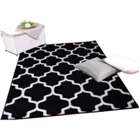 Koberce Kusový koberec Kanvas bílá s černou - 100 x 150 cm
