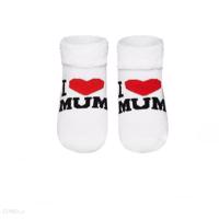 MR Kojenecké  ponožky - I love mum bílé - vel. 68 - 74