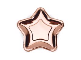PCo Papírové talířky - tvar Hvězdy, rose gold 18 cm, 6ks