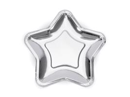 PCo Papírové talířky - tvar Hvězdy, stříbrná 18 cm, 6ks