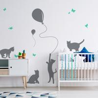 Samolepka na zeď Animals - kočičky s balony Z063