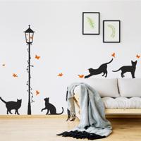 Samolepka na zeď Animals - kočičky s lampou Z062