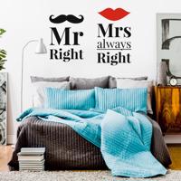 Samolepka na zeď Home - nápis - Mr Right & Mrs always Right N047