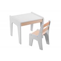 SET dětský stolek + 1 židle - bílá/dřevo