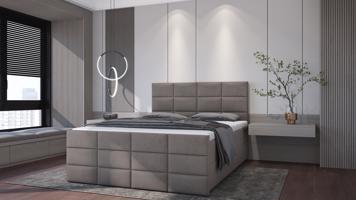 SFAB Kontinentální čalouněná postel POSITANO (180x200 cm) Látka Velutto: Velutto 15 - Stříbrná