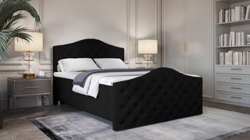 SFAB Kontinentální čalouněná postel ROMA (160x200 cm) Látka Velutto: Velutto 20 - Černá