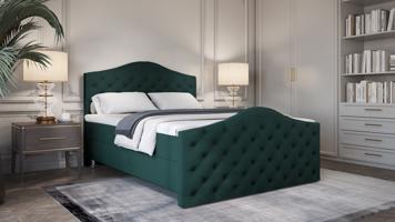 SFAB Kontinentální čalouněná postel ROMA (180x200 cm) Látka Velutto: Velutto 10 - Zelená