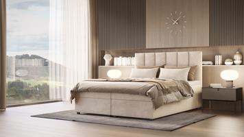 SFAB Kontinentální čalouněná postel VENUS (90x200 cm) Látka Velutto: Velutto 02 - Béžová
