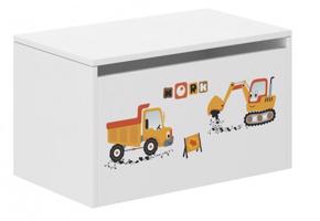 Wood Dětský box na hračky 69 x 40 x 40 cm - Auta na stavbě